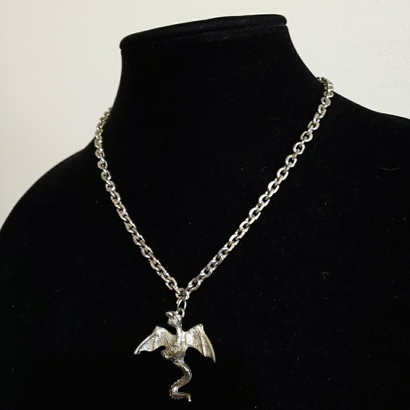 90s Artist Dragon Pendant Necklace Gothic Mystical - Picture 3 of 7
